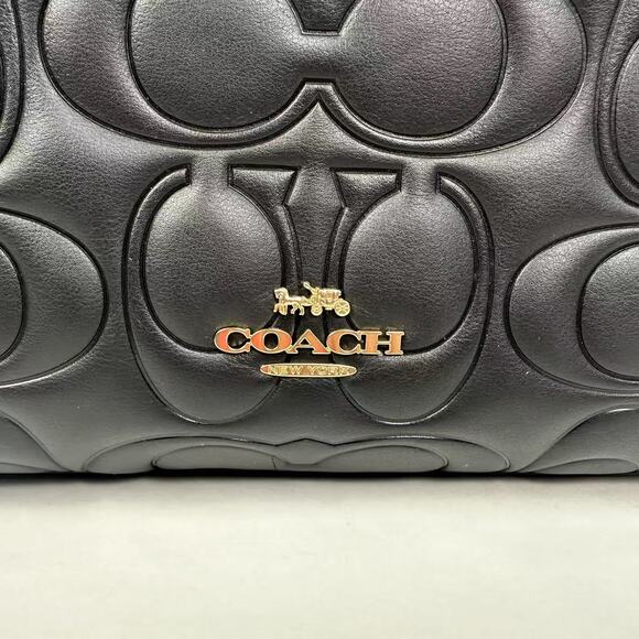 Coach Large Maggie Tote Bag In Blocked Signature Leather Black CY672 $598 - Picture 6 of 12